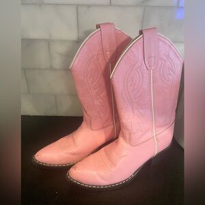 Old West Pink leather cowboy Boots Kids